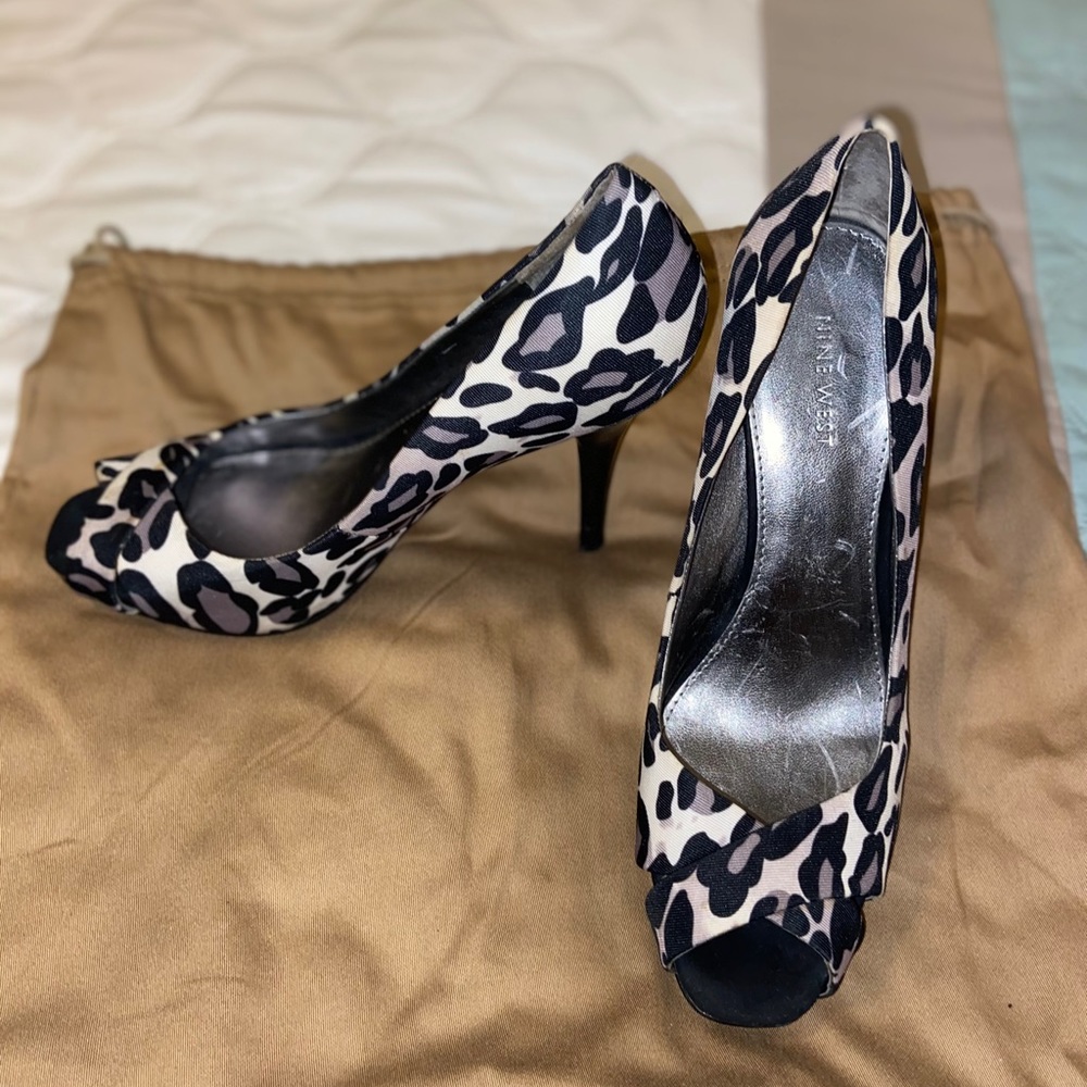 Nine West Zebra Print Open Toe Pump